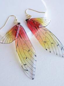 一对绿色仙女翅膀和星星吊坠耳环，仙女风格，哥布林小屋风格，森林女巫风格，星空风格 - 多色3 - 查看 10