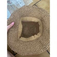 1pc Women Fashion Straw Hat, Outdoor Beach Sun Hat, Braided Fisherman Hat For Summer Beach Holiday Sun Protection, Foldable Large Brim Sun Hat, Gift & Daily Use - Màu be - Xem 7