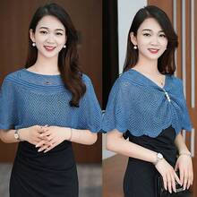 针织短款外套防晒披肩 女士夏季春季防晒斗篷蕾丝薄外套 - 多色 - 查看 5