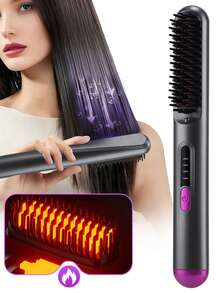 Hailicare Sikat Pelurus Rambut Nirkabel, 4 Pengaturan Panas, Desain Anti-Luka Bakar, Pemanasan Cepat 30 detik, Baterai Besar 2000mAh, Mati Otomatis 30 menit, Pengisian Daya Tipe-C, Penggunaan Portabel Nirkabel, Ciptakan Gaya Rambut Anda dengan Bebas - Dark Grey - View 10