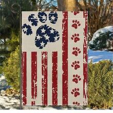 4th, Paw Prints On An American Flag, Garden Flag, 1pc, 12x18 Inches, Faux Linen, Double-Sided Print, Without Flagpole, Outdoor Yard Decoration, Suitable For Home, Lawn, Porch, Cafe, Farmhouse - Multicolor - View 8