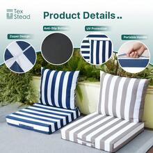All-Season Outdoor Chair Cushion, Soft & Comfortable With High Elastic Filling, Non-Slip Design, Sun-Resistant & Fade-Resistant, Breathable & Not Stuffy, Machine Washable & Space-Saving, Multi-Scene Use, Cost-Effective For Home & Outdoor - Navy Blue Stripes - View 10