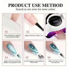 Mec 12ml 日本玻璃珠花环猫眼甲油胶，6 色春夏限量版闪光甲油胶，带有虹彩亮片勾勒效果，蓝粉紫三色可选，UV/LED 可卸除，防脱落，沙龙品质，打造可爱仙女风美甲 - 彩色 - 查看 11