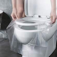 80/100片装一次性独立包装旅行马桶座套，防水防污卫生，适用于旅行、酒店、汽车旅馆、公共场所 - 白色 - 查看 1