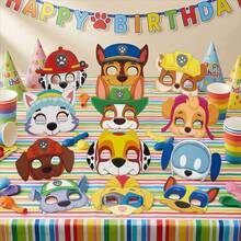 Paw Patrol 12个/6个套装主题半脸面具，DIY狗狗造型纸面具，颜色和款式多样。适用于生日派对装饰、拍照道具、圣诞节、新年、情人节、婚礼、周年纪念日及其他节日装饰和礼物。（款式随机） - 彩色 - 查看 3