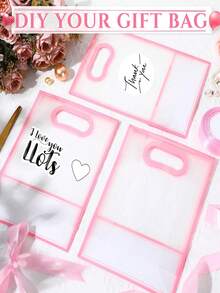 可重复使用的透明塑料礼品袋，带中空提手，PP材质，适用于情人节、婚礼、新娘、生日和派对等场合。批发礼品袋，可赠送给最好的朋友、女朋友和家人，附赠丝带。 - 多色 - 查看 4