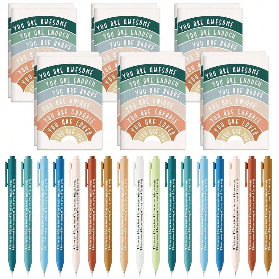 Bulk Journal Mental Health Awareness Notepad Pen For Teacher Back To Schoolsss Gift Employee Women Men Motivational Gift Positive Wellness Student Inspirational Notebooks(60 Pcs,Rainbow) - Rainbow - 查看 1