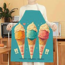 1pc Ice Cream Pattern Apron, Creative Funny Fashion Printed Apron, Home Cleaning Apron, Easy Clean Kitchen Cooking Apron, Creative Home Apron - Multicolor - View 7