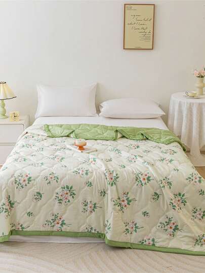 1pc Handmade Edged Summer Quilt/Blanket, Lightweight, Fade-Resistant, Pill-Resistant, Suitable For Home Bedroom, Outdoor Travel, Student Dorm, Office Nap, Single/Double Size