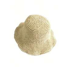 1pc Women Fashion Straw Hat, Outdoor Beach Sun Hat, Braided Fisherman Hat For Summer Beach Holiday Sun Protection, Foldable Large Brim Sun Hat, Gift & Daily Use - Màu be - Xem 9
