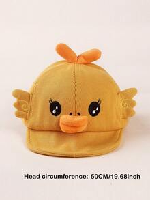 1pc Unisex Toddler/Baby Cartoon Yellow Duck Soft Brim Sun Hat, Spring/Autumn - 1PC - View 2
