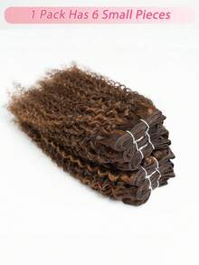 QVR QUEEN VIRGIN REMY Bộ 6 lọn tóc nối ngắn xoăn tự nhiên, màu nâu pha trộn P4/30, tóc xoăn nguyên chất Brazil dùng để làm tóc giả, mềm mại và dễ sử dụng, bó tóc xoăn châu Phi giá cả phải chăng, nhiều lựa chọn màu sắc. - S4/30 - Xem 4