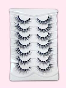 7 pares de pestañas postizas 5D esponjosas, efecto natural DD rizado, natural, realista, desordenado, de fibra larga para ojos de gato, pestañas de mink falsas, pestañas esponjosas de dibujos animados, herramientas de maquillaje - Ver 2