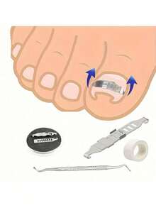3pcs Adjustable Stainless Steel Ingrown Toenail Clips, Pedicure Nail File And Tape, Foot Care Tools - Beige - View 2