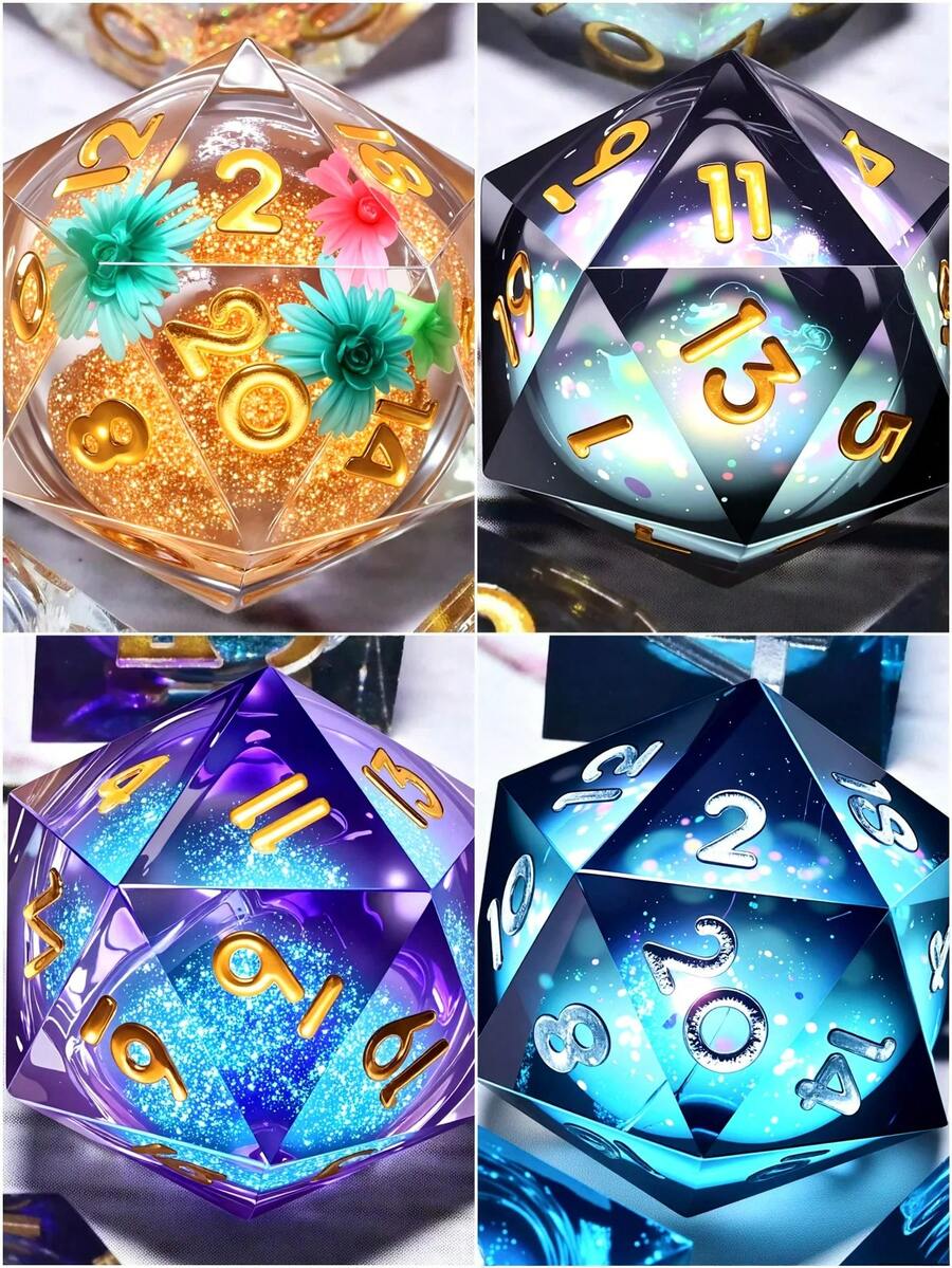 7 件树脂角色扮演游戏骰子套装 - 多面骰子，适用于桌游、角色扮演游戏和节日礼物（圣诞节/感恩节/斋月/复活节） - 彩色 - 查看 1