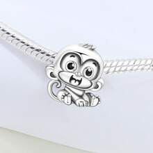 CYMYSS 1件可爱卡通风格925镀银立体猴子吊坠，男女皆宜，适合作为生日礼物/日常佩戴 - 彩色 - 查看 3