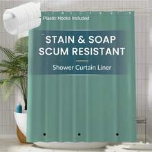 1 revestimiento de cortina de ducha de plástico PEVA ligero con imanes inferiores, cortina de baño impermeable, adecuada para decoración de baño CHGR - Negro - Ver 10
