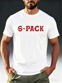 Men's 6 - PACK Short Sleeve Casual Comfortable Crew Neck Pullover With Humorous Fitness Theme Print - Perfect For Summer, This Set Of T - Shirts Is Great For Men Who Like A Bit Of Humor In Their Fitness - Related Clothing. - trắng - Xem 7
