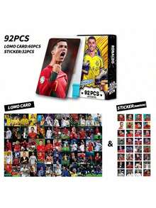 92张足球明星卡，收藏卡，足球明星周边产品，LOMO小卡92张（60张卡片+32张贴纸） - 彩色 - 查看 5