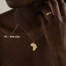 18K金非洲项链，女士款式，金色非洲吊坠，旅行项链，日常项链，精致珠宝礼品 - 金色 - 查看 2