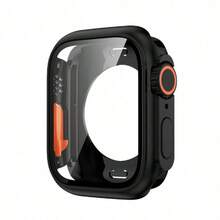 Titanium Metal Screen Protector Case, Front And Back Protective Cover Compatible With Apple Watch Series 9/8/7/6/5/4/SE 2, 45mm 41mm 44mm 40mm - Black - View 2