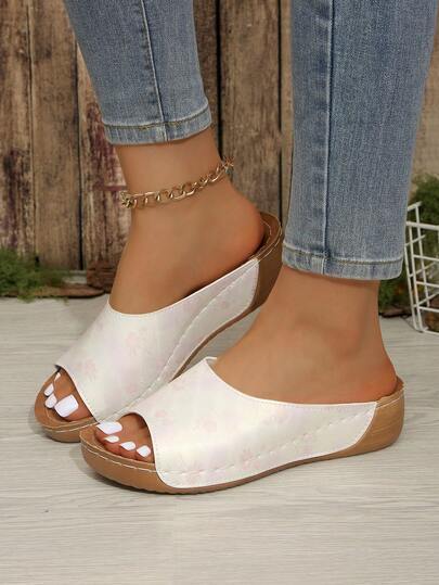 夏季新款甜美可爱简约露趾拖鞋，蝴蝶结装饰公主风穆勒鞋，黑色/粉色/薄荷绿可选，防滑耐穿柔软透气舒适，适合日常室内外穿着，轻便易穿脱休闲厚底凉鞋，青少年适用。