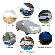 Silver Sport Car Cover Waterproof UV-Proof Windproof For All Weather Indoor Outdoor Mirror Pockets  ,L(480*175*120CM) - Silver - View 7