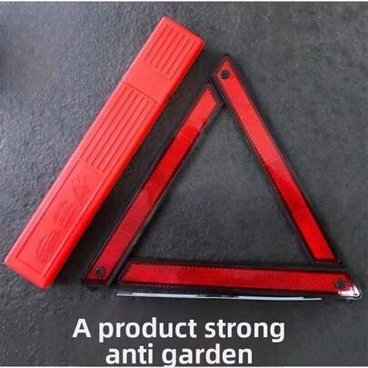 1pc,Car Emergency Reflective Warning Triangle, Foldable Road Safety Triangle Sign With Strong Reflectivity, Mandatory Vehicle Inspection Tripod For Breakdown & Parking