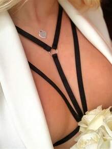 1pc Gothic Elastic Body Cage Adjustable Hollow Sexy Lingerie Bustier, Halloween Party Outfit For Women - A - View 7