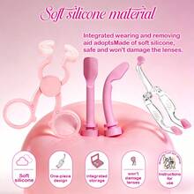 UYAAI Beginner-Friendly All-In-One Lenses Insertion And Removal Tool Kit, Made Of Skin-Friendly Soft Silicone, Foldable Design For Fashionable And Compact Portability - Pink - View 4
