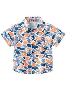 Boys' Casual Lapel Shirt Children's Top Short Sleeve Children's Clothing Comfortable Breathable - Blanco - Ver 1