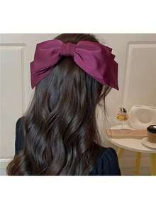 1 pezzo Fermaglio per capelli elegante e alla moda da ragazza con fiocco in raso a triplo strato, accessorio per capelli a molla, adatto per uso quotidiano o come regalo per compleanni, festività, Natale, Capodanno - Rosa - Visualizzare 10