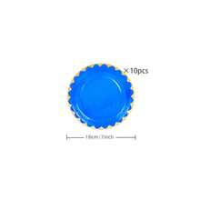 Navy Blue Rimmed Disposable Tableware Set, Including 7/9 Inch Paper Plates, Paper Cups, Paper Napkins, Suitable For Birthday Parties, Festivals, Gatherings, Picnics, Celebration Events, Wedding Tea Parties, Graduation Ceremonies - Royal Blue - View 12