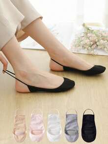 1/5/10 Pairs Women Elastic Breathable Non-Slip Invisible Low Cut Half Palm Socks, Summer - Multicolor - View 2