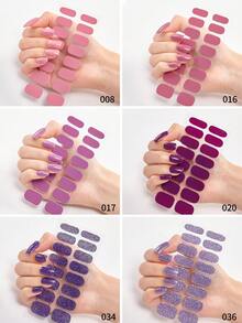 12pcs Solid Color Nail Stickers, 16 Styles Full Set, Self-Adhesive Nail Wraps, Simple Press-On Nail Foils, Goth Style Full Coverage Glitter Nail Stickers In Black, White, Red, Green, Pink, Champagne Gold, Y2K Multicolor, Suitable For Short & Long Nails, Multifunctional Nail Decals For Women & Girls, Daily DIY Manicure, Salon, Party, Halloween, Christmas - Multicolor - View 4