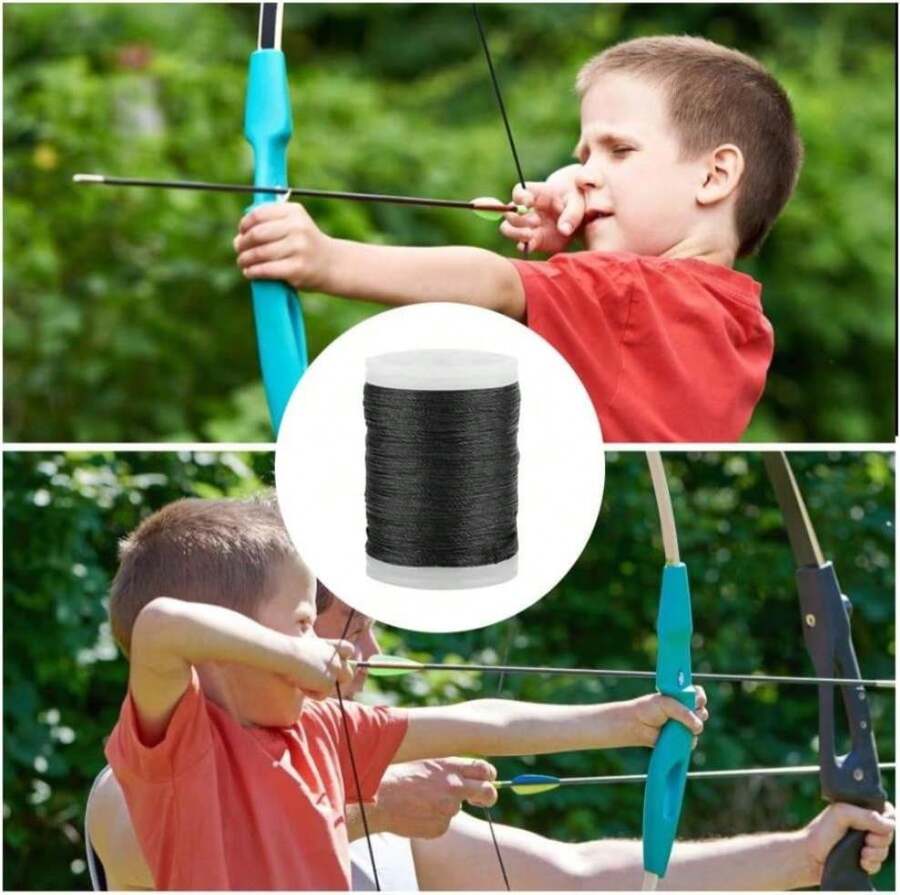 Alomejor Hilo para Servir la Cuerda del Arco y Uso Duradero de la Cuerda de Nylon para los Suministros de Tiro con Arco de Cuerda adecuados para Deportes al Aire Libre(Black) - Blanco - Ver 1