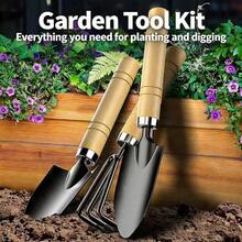 Bộ 3 dụng cụ làm vườn - Xẻng rộng bằng thép carbon dày + Xẻng hẹp + Cào 3 ngạnh, lớp phủ chống gỉ, tay cầm bằng gỗ chắc chắn chống trượt, thép tôi luyện thế hệ thứ 2, 1 bộ thay thế 10 dụng cụ! Thích hợp cho làm vườn tại nhà, trồng cây, xới đất, làm cỏ, trồng rau, tìm kho báu trên bãi biển, cắm trại. - Bộ dụng cụ làm vườn ba món - Xem 1