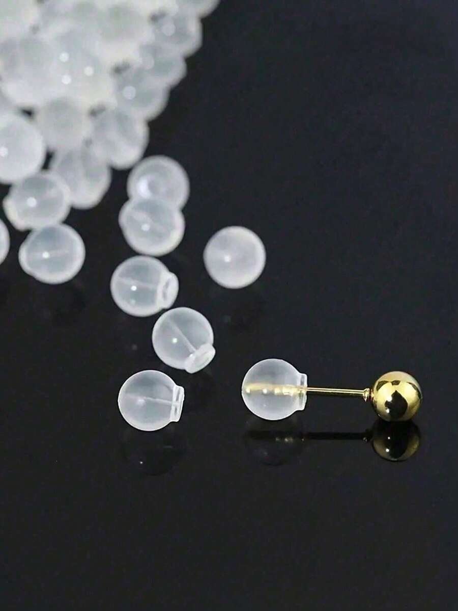 2/4 chiếc nút chặn khuyên tai mềm mại, thoải mái và chống thấm nước, nút chặn khuyên tai trong suốt mềm mại thay thế cho việc tự làm trang sức, phụ kiện khuyên tai hình trụ bằng silicon trong suốt dành cho phụ nữ sử dụng hàng ngày. - A - Xem 1
