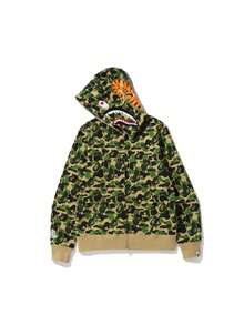 Bape A BATHING APE Shark Series Color Block Camouflage Zip-Up Hooded Sweatshirt For Men - 綠色 - 查看 1