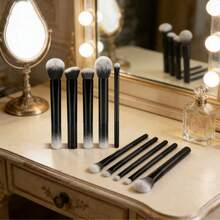 8件套专业化妆刷套装，高品质散粉刷、腮红刷、修容刷、眼影刷、高光刷，哑光黑色化妆刷，打造无瑕妆容 - 黑色 - 查看 5