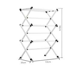 3 Tier Clothes Airer Dryer Metal Laundry Horse Drying Rack Foldable Space Saving For Indoor Outdoor Patio Garden Folding Telescopic Clothes Drying Rack, Household No-Installation Floor-Standing Three-Tier Storage Rack, 3D Telescopic Clothes Rack, Thickened Towel Rack - A - View 9