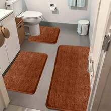 3-Piece Memory Foam Bathroom Rug Set, Ultra Plush Shaggy Bath Mat With Non-Slip Backing, Super Absorbent & Quick-Dry Microfiber Bathroom Floor Mats For Tub, Sink & Toilet, Machine Washable Bath Rugs - Brown - View 7