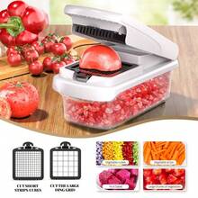 Máy thái rau củ 7 trong 1 kèm hộp đựng, máy thái thực phẩm, máy thái hành, máy cắt rau trộn salad, dụng cụ nhà bếp. - trắng - Xem 4
