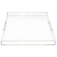 Clear Sturdy Acrylic Serving Tray, 18.9 X 18.9 Inch Clear Sturdy Acrylic Square Tray With Handles Spill Proof Square Decorative Tray For Coffee Table, Bathroom, Vanity - View 8
