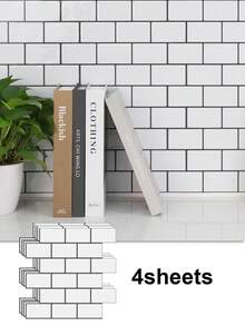 WoStick 4Sheeets/10Sheets 3D Glossy Subway Peel And Stick Tiles, Self-Adhesive Waterproof Wall Stickers For Kitchen Backsplash - Multicolor - View 26