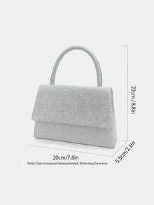 Bolso de mano de noche plateado brillante, bolso de fiesta, bolso de novia para boda, bolso de cóctel para baile - Plateado - Ver 7