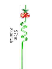 WJLLMYBAKING 8pcs Reusable Plastic Fruit Shaped Spiral Straws, Decoration For Birthday Party, Cocktail And Beverage - View 3