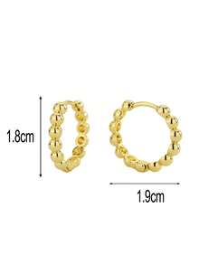 Charm-In Gold Plated Beaded Huggie Earrings Minimalist Ball Hoop Jewelry For Women Daily Wear - Gold - View 5