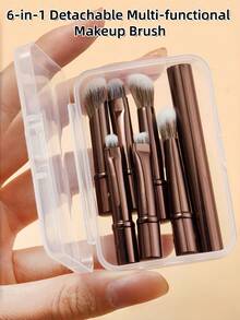 6-In-1 Professional Eye Makeup Brush Set, Portable, Professional-Grade Mixed, Detachable Eye Brush Set, 6 Brush Heads 1 Brush Handle, Create Perfect Eye Makeup! - Multicolor - View 2