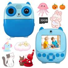 3-12 Years Old Kids Instant Print Camera, Instant Photo Printing And Coloring Photos, Portable Design Suitable For Travel, Outdoor Play And Family Gatherings, Comes With Charger And Print Paper Roll, Compatible With 32GB Memory Card, Ideal Educational Toy Gift - Multicolor - View 1